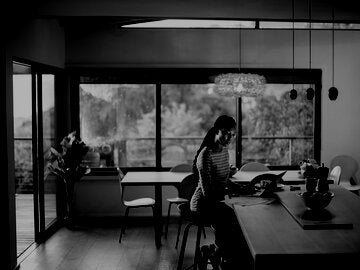 woman working in her home